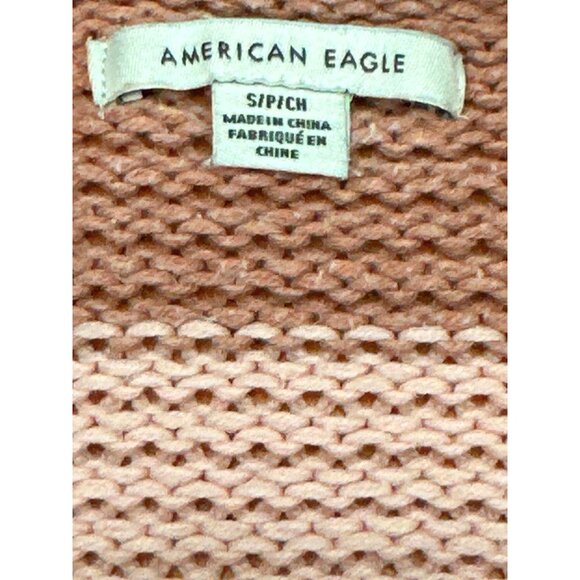 American Eagle Striped Knit Long Sleeve Sweater Pink Brown Cotton Acrylic Blend - Picture 5 of 10